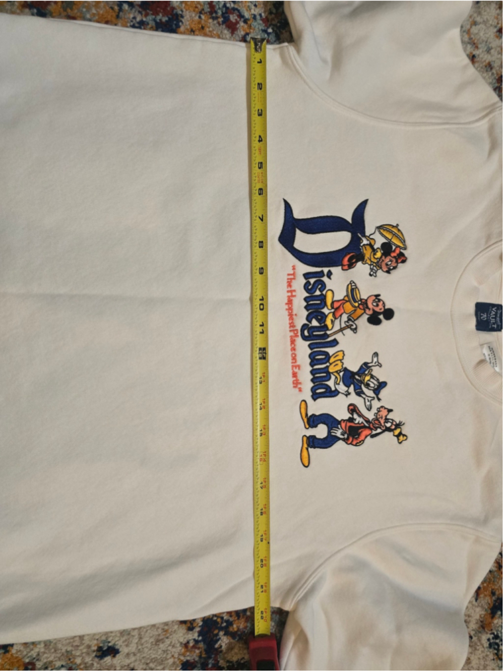 Disneyland Vault 70th Anniversary Embroidered Crewneck Sweatshirt Cream Blue M - Picture 5 of 9